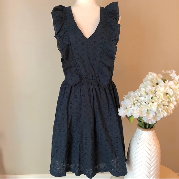 TEXTILE Elizabeth and James Dresses & Skirts - Elizabeth and James navy eyelet ruffled dress L